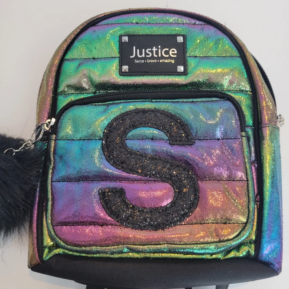 Justice holographic girls backpack 